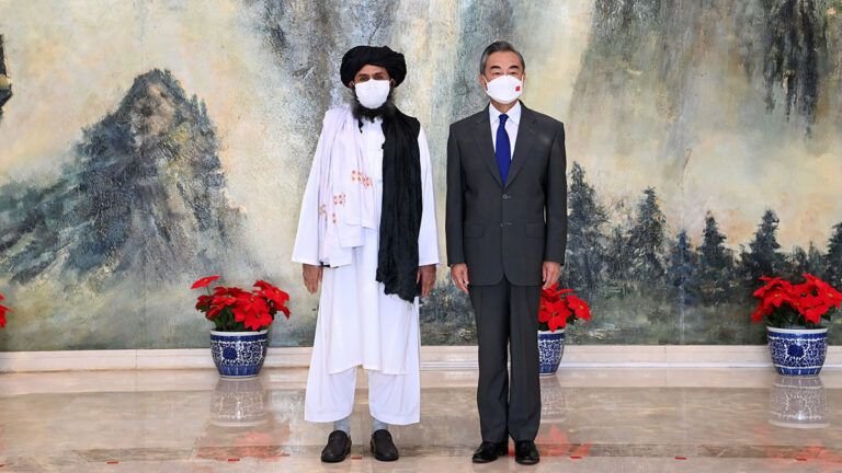 Chinese State Councilor and Foreign Minister Wang Yi meets with Mullah Abdul Ghani Baradar, political chief of Afghanistan's Taliban, in Tianjin