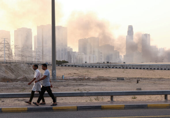 Smoke rises in Sharjah, following reports of Iranian attacks after United States and Israel strikes on Iran