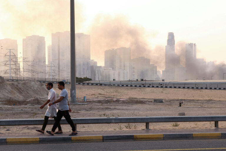Smoke rises in Sharjah, following reports of Iranian attacks after United States and Israel strikes on Iran